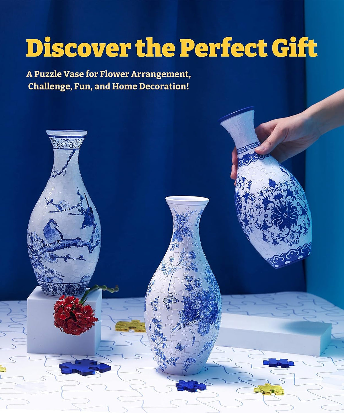 Elevated 3D Puzzle Vase for Home